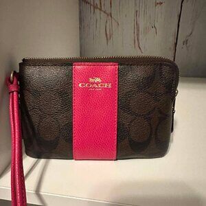 Authentic Coach Wristlet Pink/Brown Womens